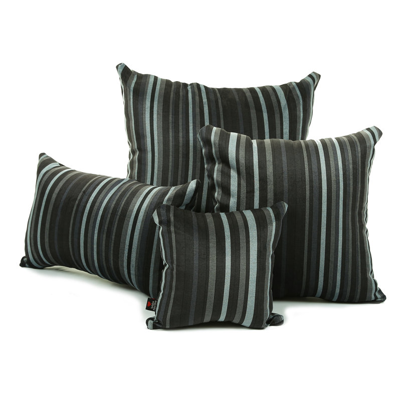 Alonzo Striped Rectangular Cushion, Grey