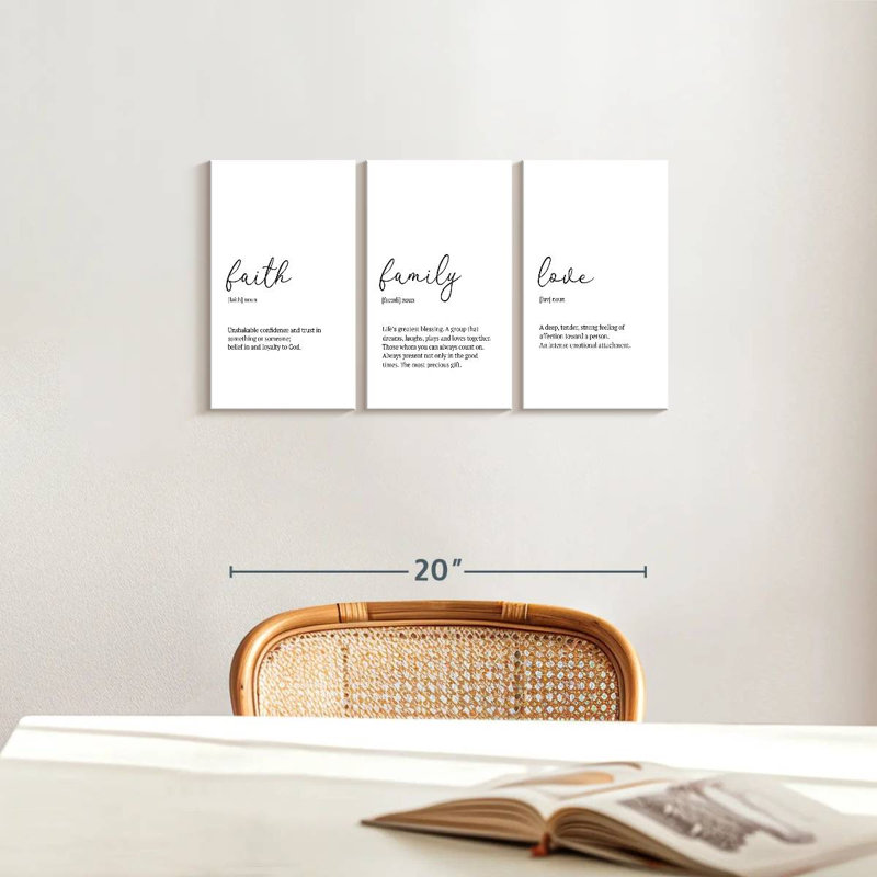 Impression sur toile Faith Family Love, H 12 po x l 26 po x P 1 po