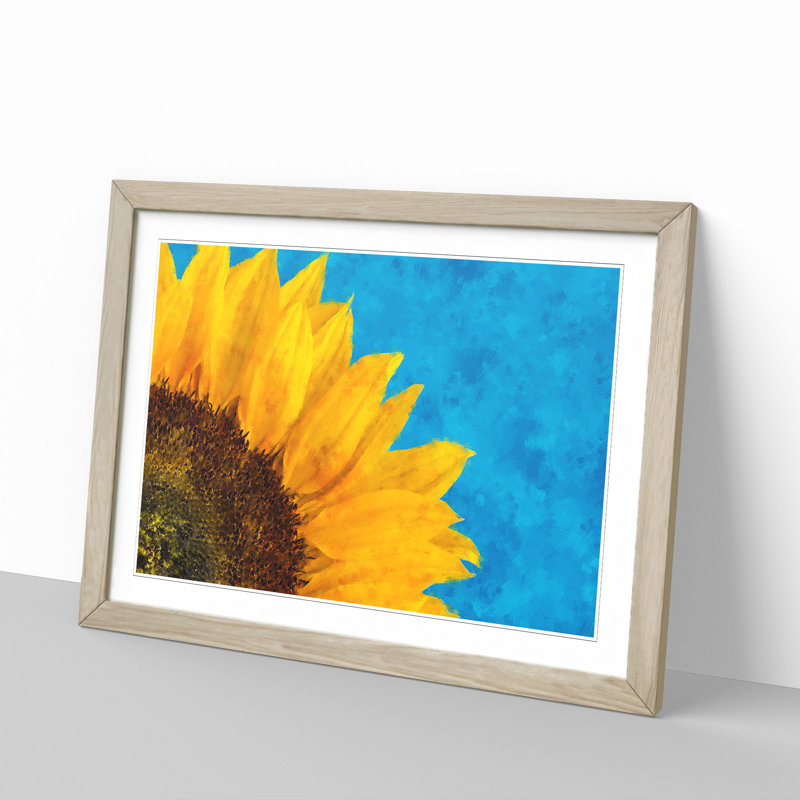 Sunflower at the End of Summer - Picture Frame Graphic Art, Oak Framed, 45cm H x 63cm W x 2cm D