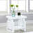 Contemporary White Rectangular End Table With Glossy Finish And Functional Decorative Shelf