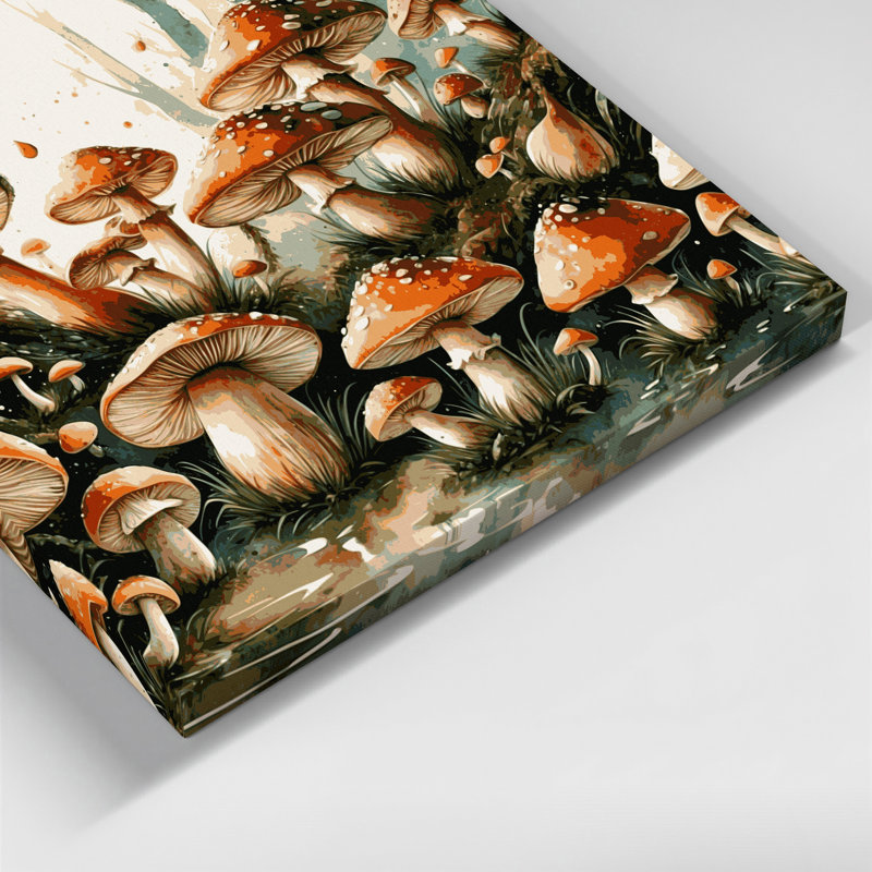 Art d'Halloween sur toile, champignon et tabourets bruns d'Halloween