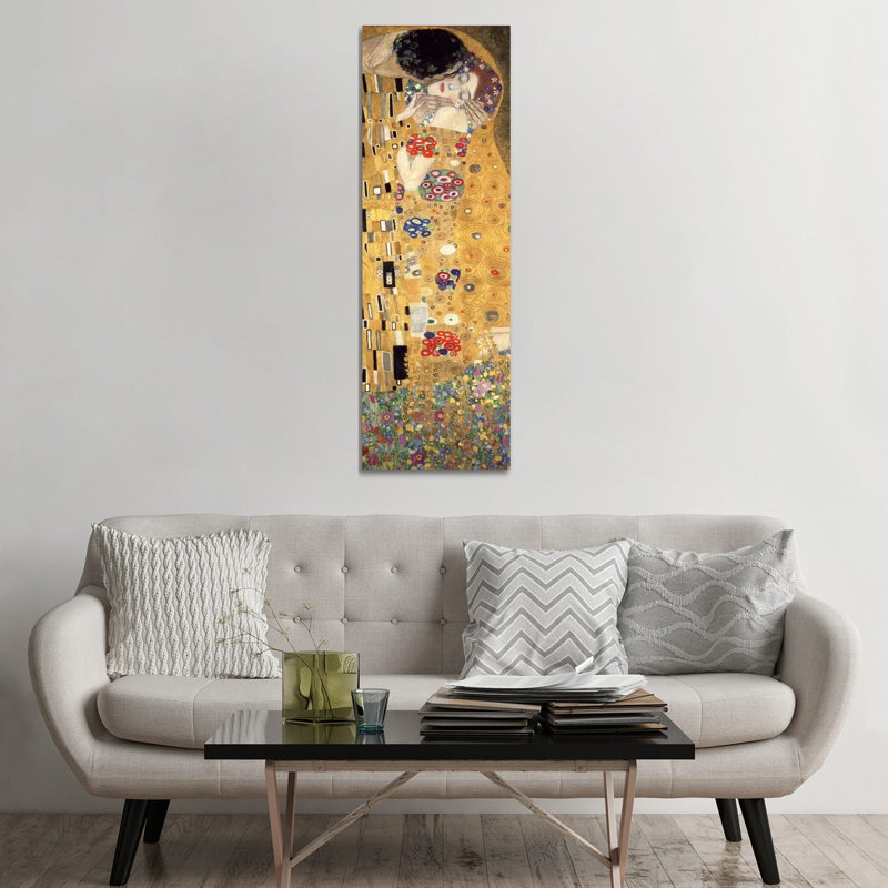 The Kiss, Cropped Vertical by Gustav Klimt - Print on Canvas, Wrapped Canvas, 152.4 cm H x 50.8 cm W x 1.91 cm D