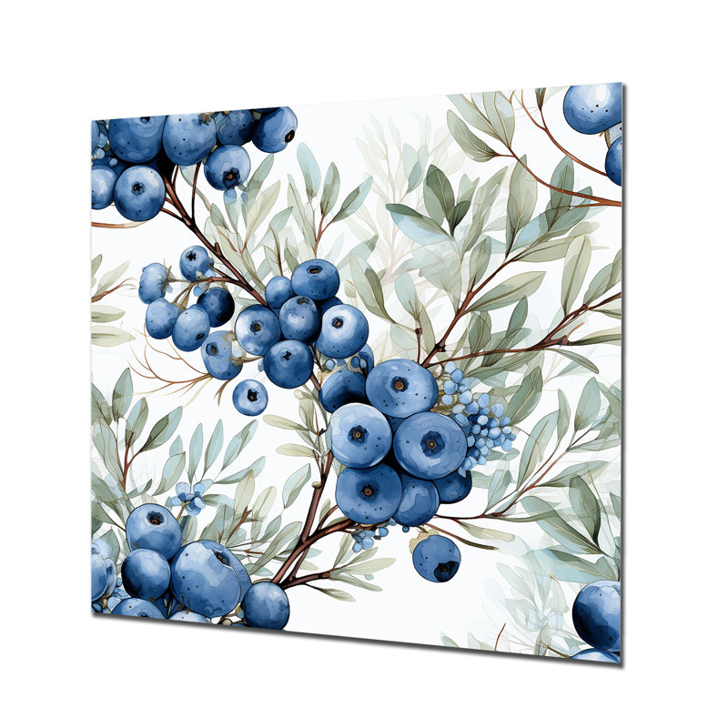 Art mural en métal «Winter Berry Blueberry Grove I» - fruits, H 36 po x l 36 po