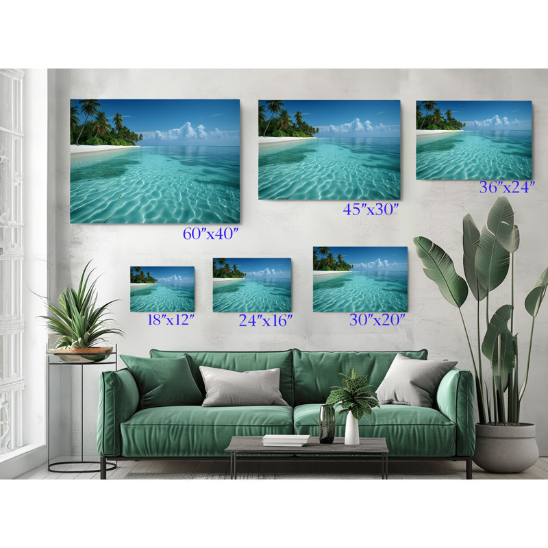 Impression sur toile Maldives Beach, décoration murale moderne pour la maison et le bureau, H 24 po x l 36 po