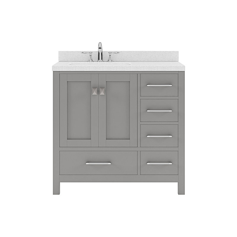Ensemble de meuble-lavabo simple 36 po Ami-Lou, Gris, Quartz blanc éblouissant