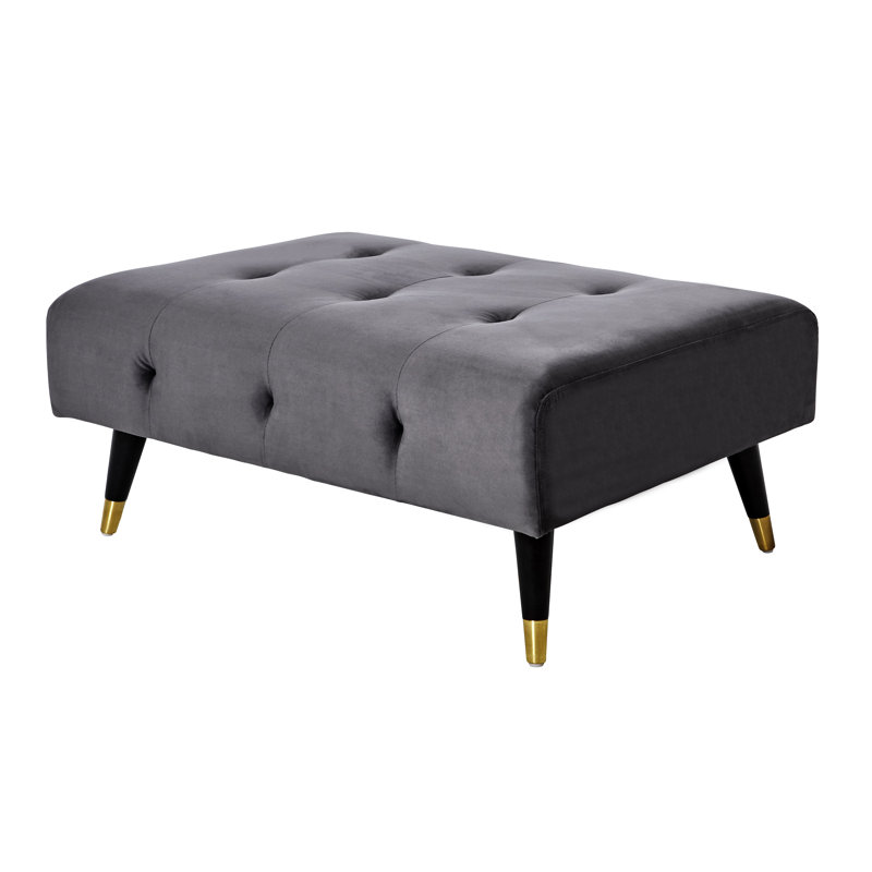 Shiflet 95cm Wide Velvet Tufted Rectangle Footstool Ottoman, Platin Grey