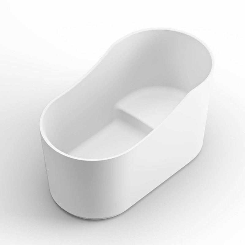 Baignoire de trempage autoportante à surface solide de 55 po Rifati, Blanc mat