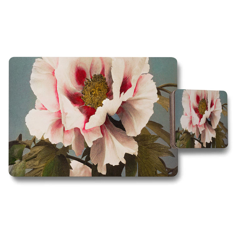 Butterfly Design Placemats And Coaster Set With Blue And Red Butterflies