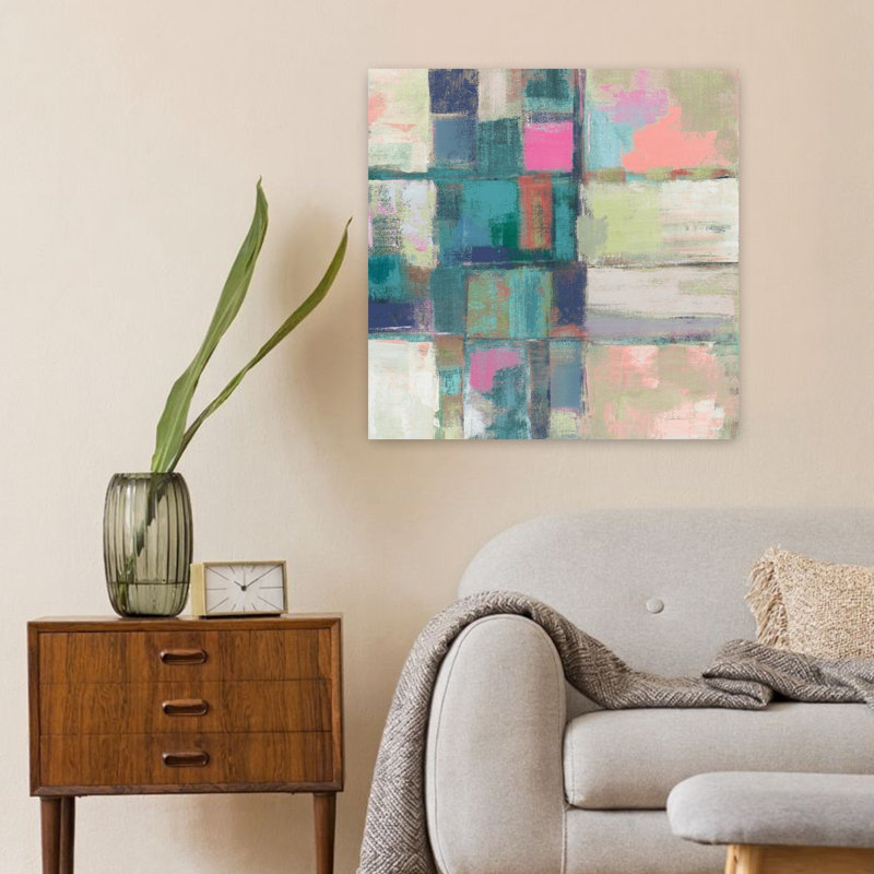 «Contemporary Island Hues Ii Crop Bright» avec art abstrait bleu, H 24 po x l 24 po