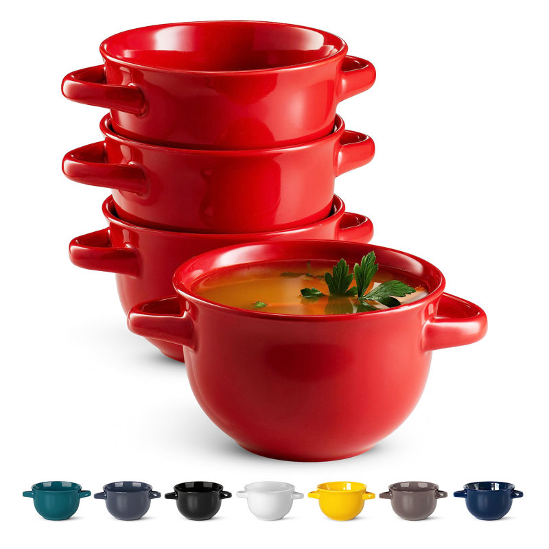 French Onion Soup Crocks With Handles, Ceramic Bowls