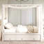 Lit plateforme double à baldaquin avec lit gigogne et trois tiroirs de rangement, beige-46879651