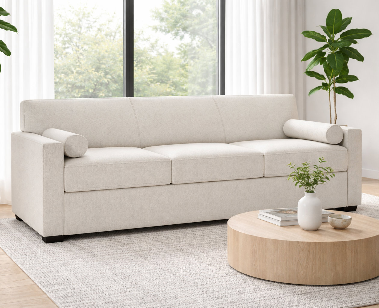 Francesca 92" Sofa, Macarena Light Gray Basketweave