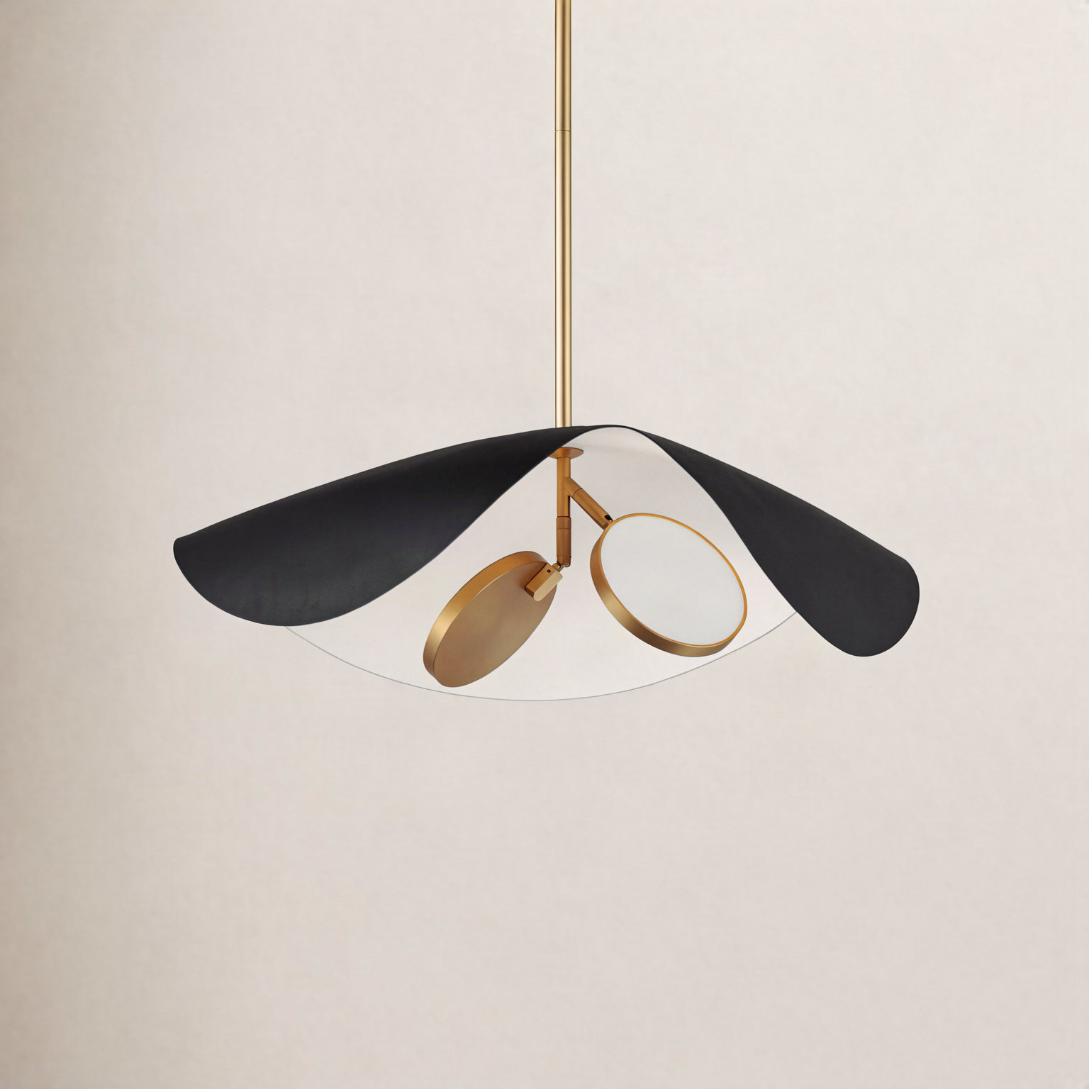 Hinton 2 Light Metal LED Pendant, Black/Gold