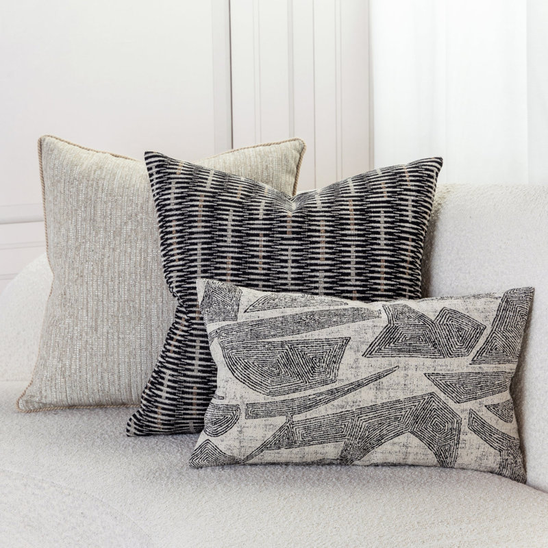 Influence Ebony Indoor & Outdoor Woven Accent Pillow, Gray/Beige, Faux Down