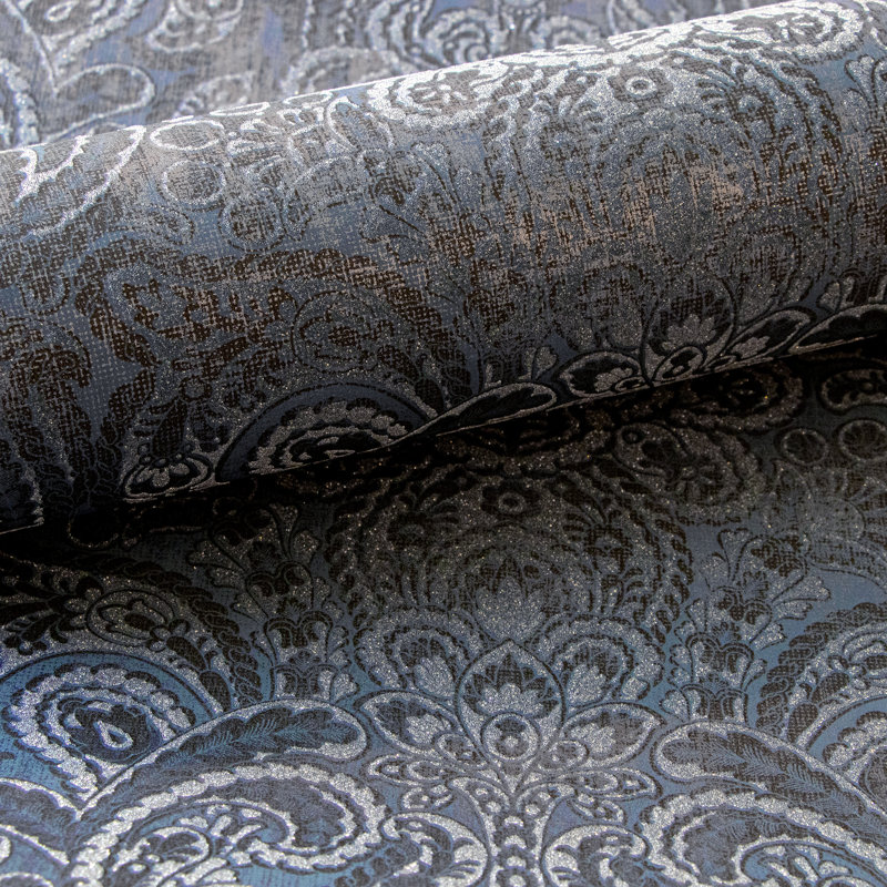 Adonea Aphrodite Glass Beads 3D Embossed 33' L x 21" W Wallpaper Roll, Midnight Blue