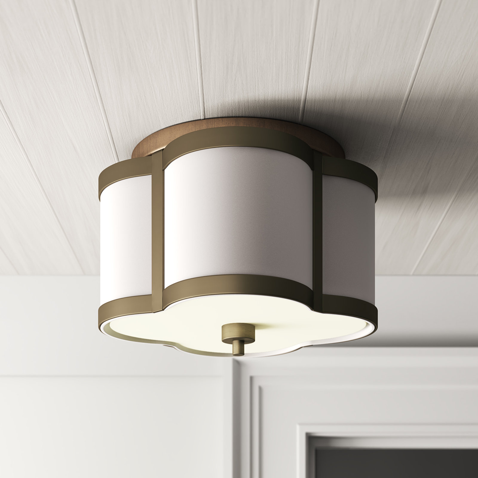 Luxton 3-Light Flush Mount, Brass, 11.75" H x 16" W x 16" D