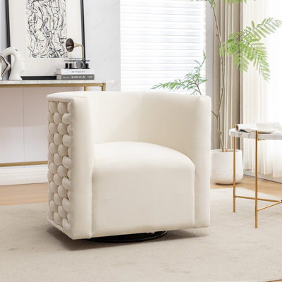 Occie Velvet Swivel Barrel Chair