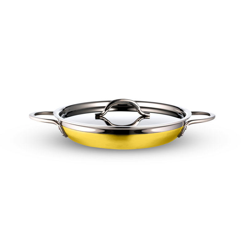 Sauteuse en acier inoxydable avec couvercle Bon Chef, 1,63 pte, Jaune