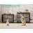 39"/43'W Stackable Metal Wooden Dog Crate With Feeding Bowls, 3 Doors-1340961494-1340961495
