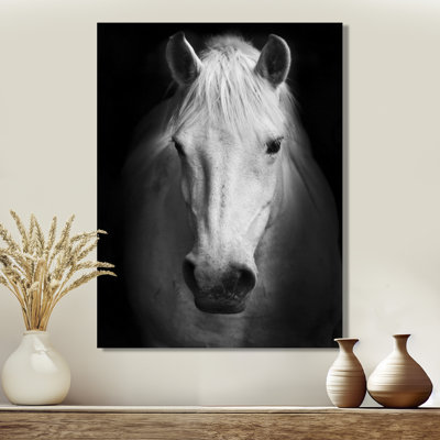 Cheval, reproduction d'art sur toile, cheval noir et blanc