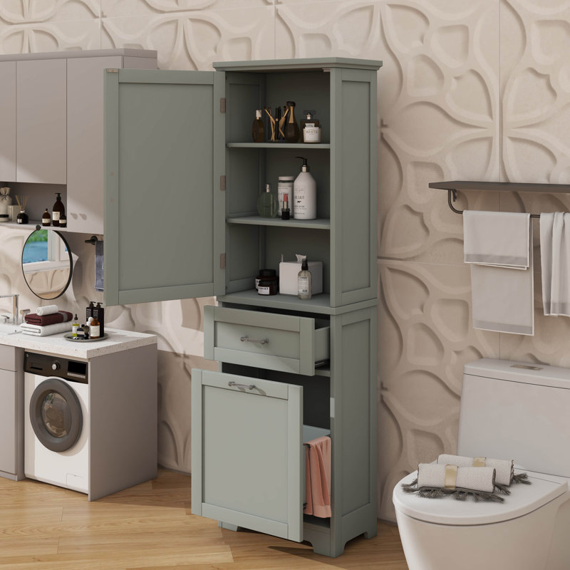Armoire de rangement autoportante Lofty avec tiroirs de taille variable et tablette réglable, Gris