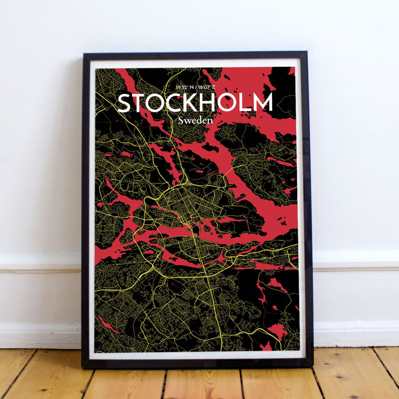 Stockholm City Map - No Frame Print, 43cm H x 28cm W x 0.13cm D