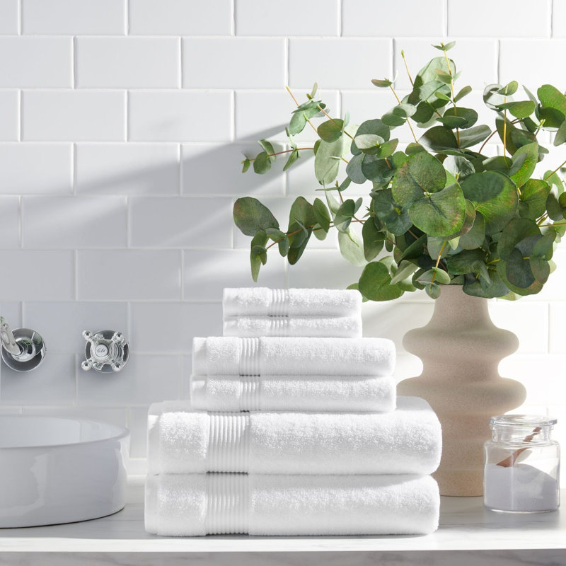 Brendle 6pc Bath Towel Set, Dove White