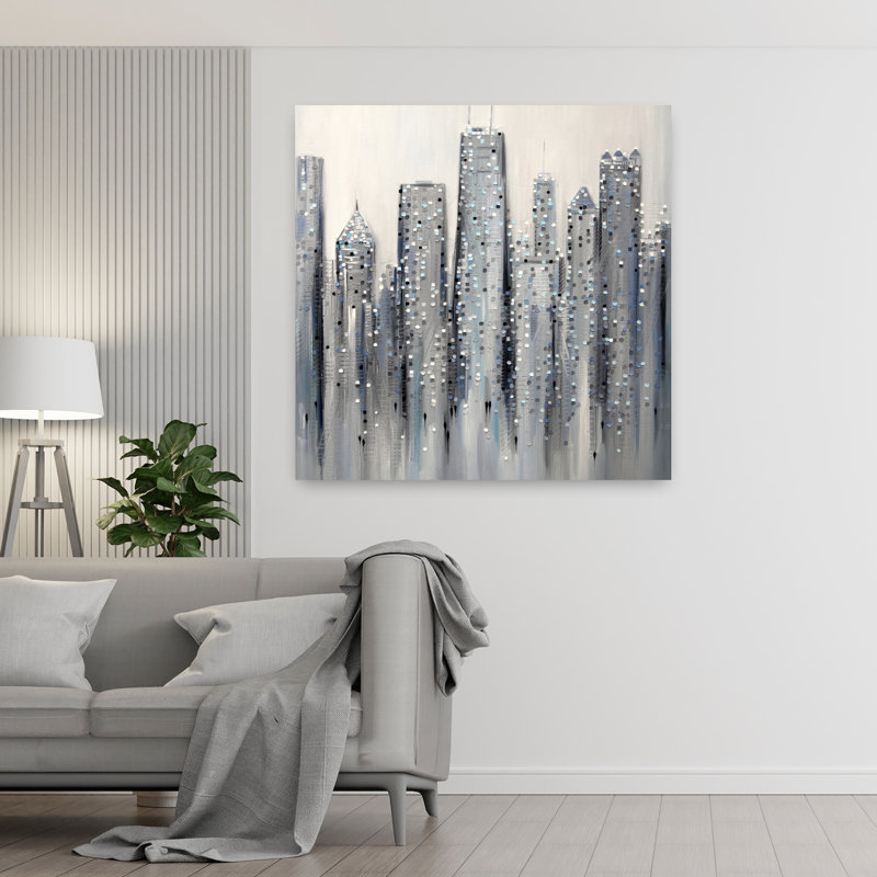 «Chicago Abstract Contemporary Architecture City», art mural, H 48 po x l 48 po