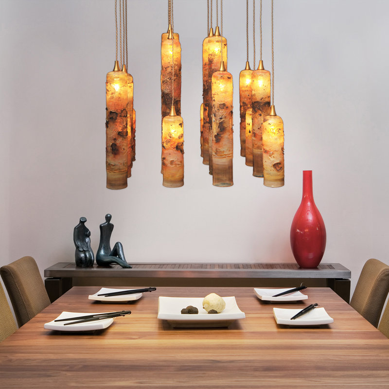 Romantic Candles 16 Hand-Blown Glass Pendants Chandelier, Black, 36" H x 14" W x 14" D