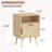 22.83" Rattan Nightstand With Door And Open Shelf Solid Wood Legs Bedside Table