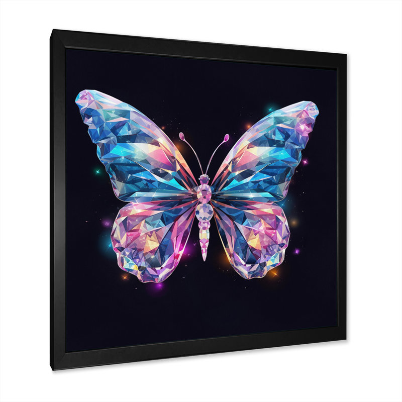 «Diamond Butterfly I», reproduction sur toile, H 24 po x l 24 po x P 1 po, Cadre simple noir