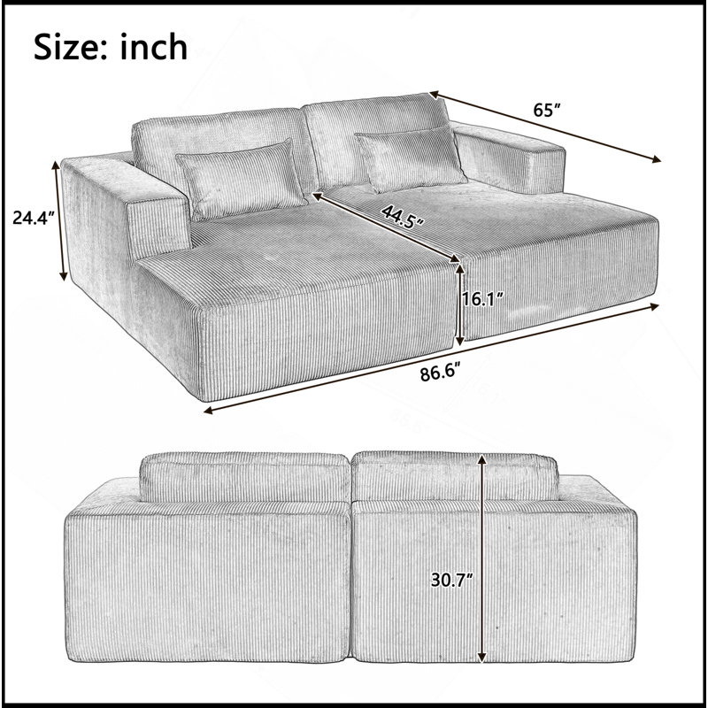 Canapé-lit double en Corduroy avec 2 coussins, parfait pour les salons, les appartements et les bureaux, Vert