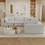 Nuage de velours côtelé blanc de 118,2 po, 5 sièges, fabrication à deux couches, coussin amovible, sans assemblage, bricolage pour le salon et la conférence, rembourrage en mousse souple, compression à haute densité pour économiser de l'espace