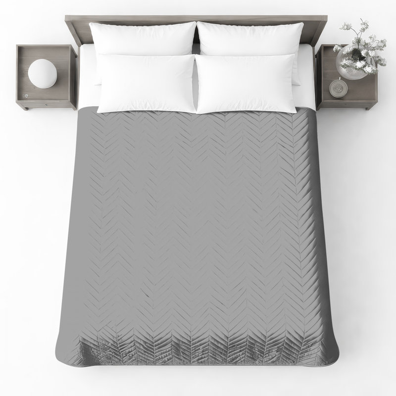 Couvre-lit matelassé à motif géométrique en niveaux de gris toutes tailles, Très grand lit