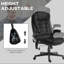 Fauteuil de bureau avec chauffage et massage, inclinable, rembourré, siège réglable, massage noir pour utilisation chaleur, fonction, hauteur,