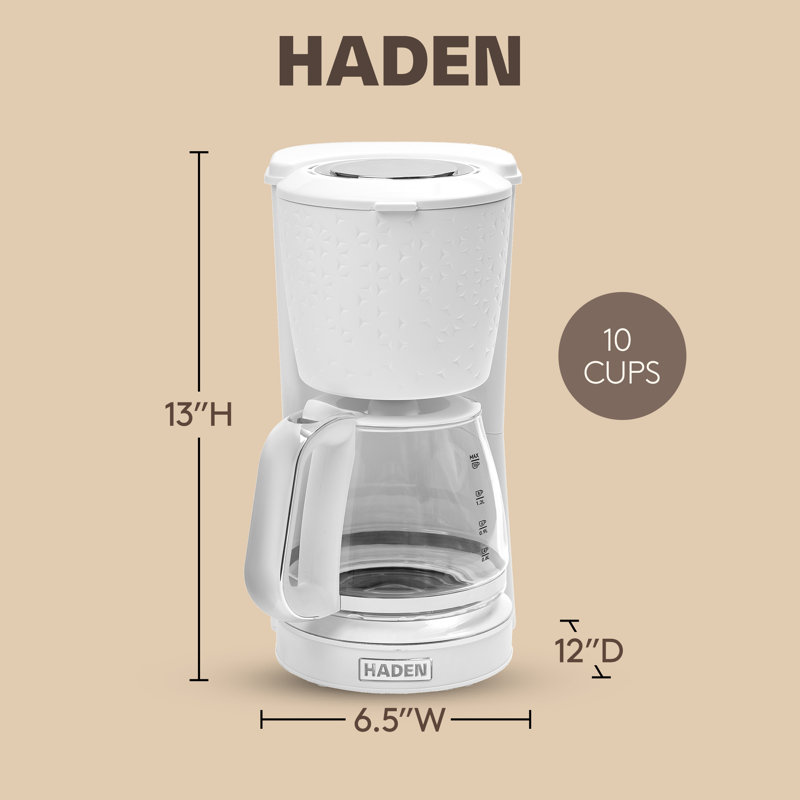 Machine à café automatique Haden Starbeck, 10 tasses, blanc et chrome