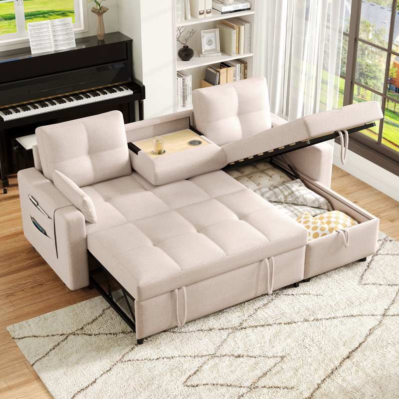 Sectional, Beige Linen