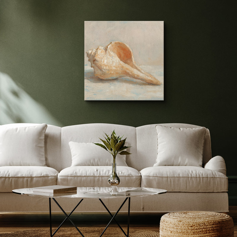 «Minimal Coastal Seashell Still Life Soft Neutral Tones», reproduction d'art sur toile encadrée, H 16 po x l 16 po x P 1,5 po