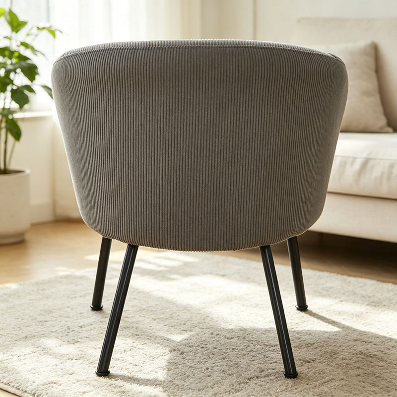 Fauteuil demi-tonneau en velours côtelé Corduroy, Gray