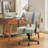 Bromley Farmhouse 24" W Linen Task Chair with Solid Wood Arm and Nailhead Trim-1411333450