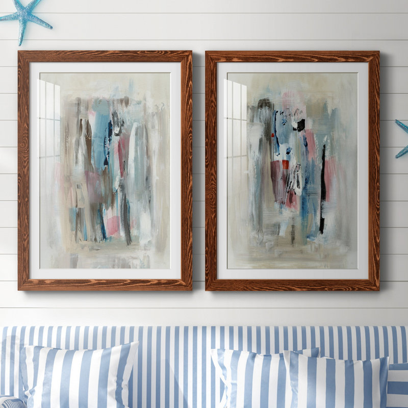 «Rain Shadow I», ensemble de 2 reproductions d'art, Blanc, H 37,5 po x l 55 po x P 1,5 po, Papier avec cadre érable