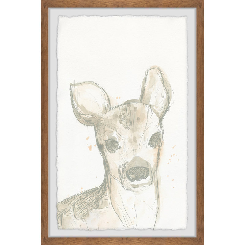 Decicco Deer Cameo I - Drawing, 30cm H x 20cm W