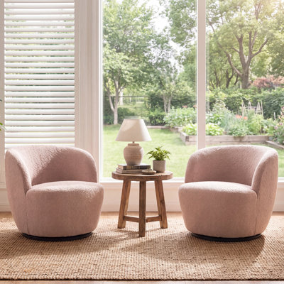 Nen Boucle Swivel Barrel Chair