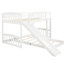 Twin Over Bunk Bed In White, Comes With Slide And Side - Mounted , Solid Pine Frame Board, Space Saving Solution, Grey Style, 18 Support Slats Bed, White Colour Design Materials, Optimized For