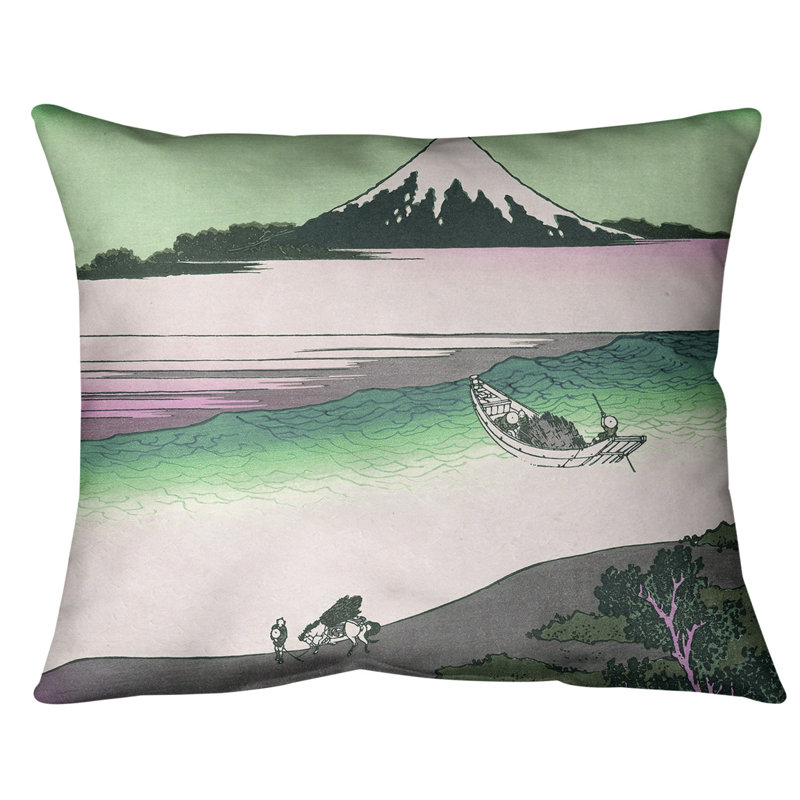 Coussin lombaire Tama River dans la province de Musashi, Duvet synthétique, 14 po x 10 po, Vert