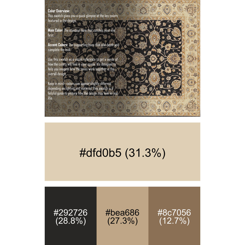 Tapis noir/beige traditionnel Zaphod, Rectangle 2 pi x 3 pi