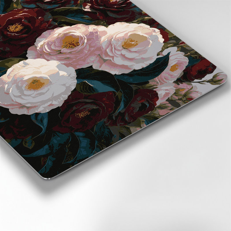 Art mural en métal Botanical Camellias, H 20 po x l 24 po