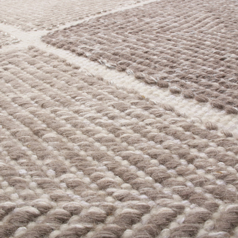 Rug & Kilim’S Scandinavian-Inspired Morocco Diamond Beige-Brown Natural Wool Rug, Rectangle 8' x 10'