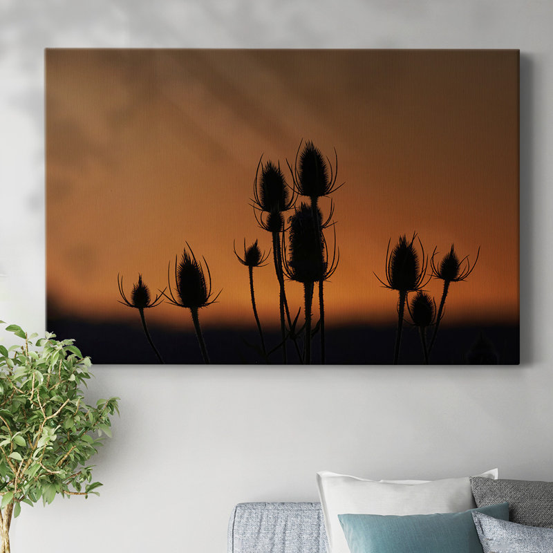 Silhouette coucher de soleil sur toile tendue, H 32 po x l 48 po