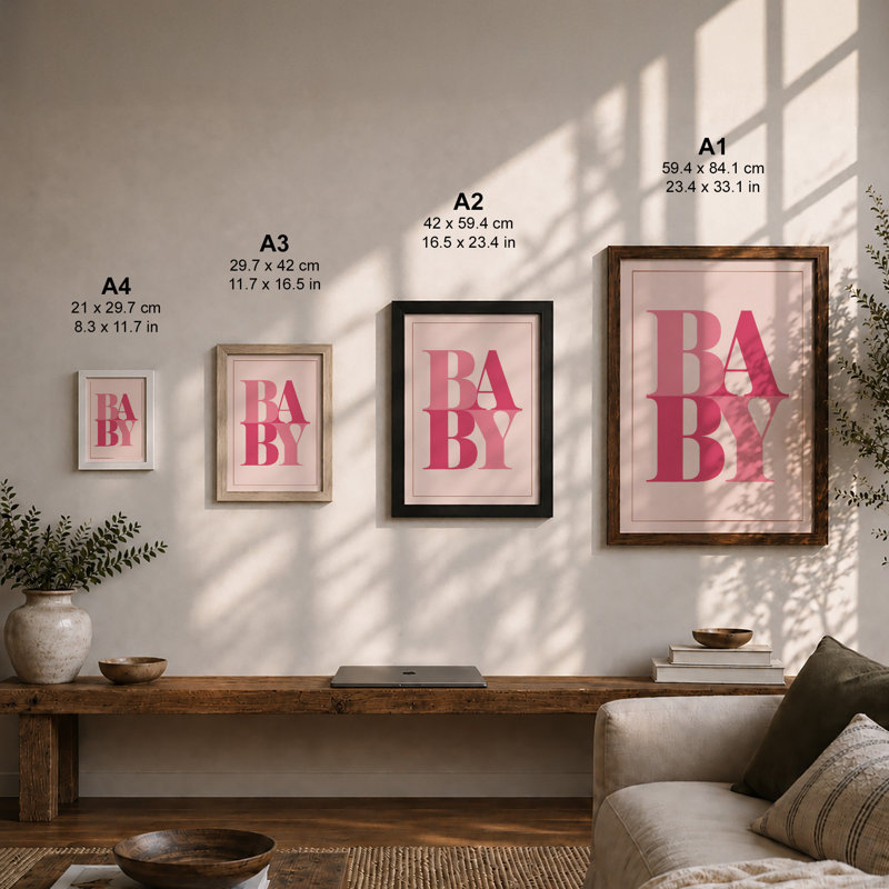 Baby Bold Typography - Print, Unframed, A3 - 42.0 x 29.7 cm